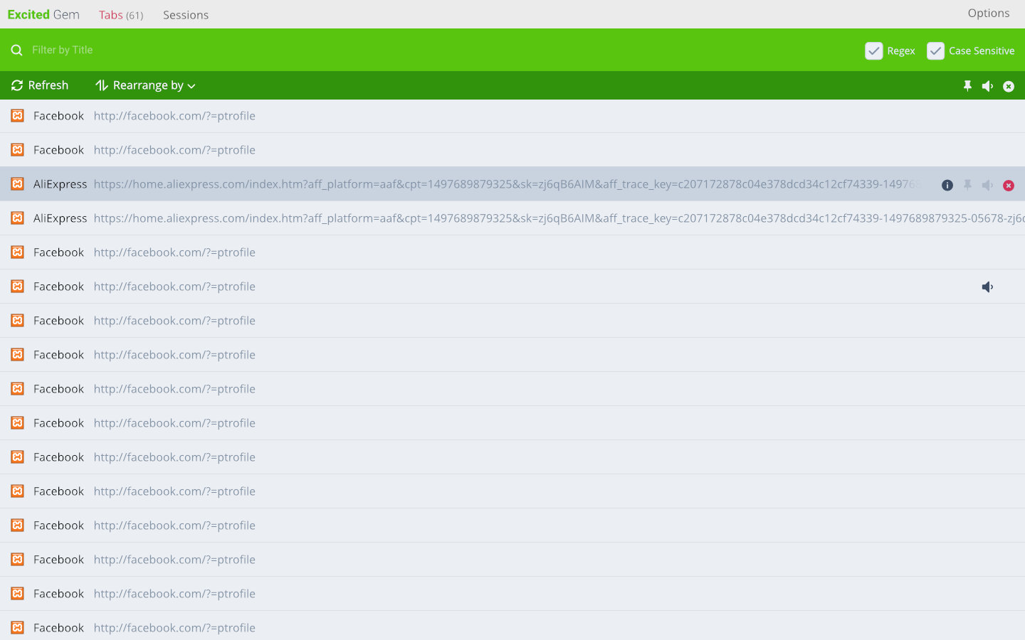 Analytics and Tab Management in Excited Gem